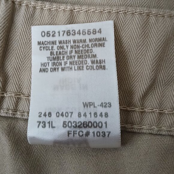 Levi's Cargo Pants Size M Clamdiggers Capri Drawstring 100% Cotton Khaki Tan - Picture 10 of 10